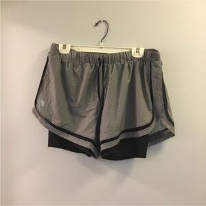 Maurices size 0 In Motion running shorts black and gray stripe